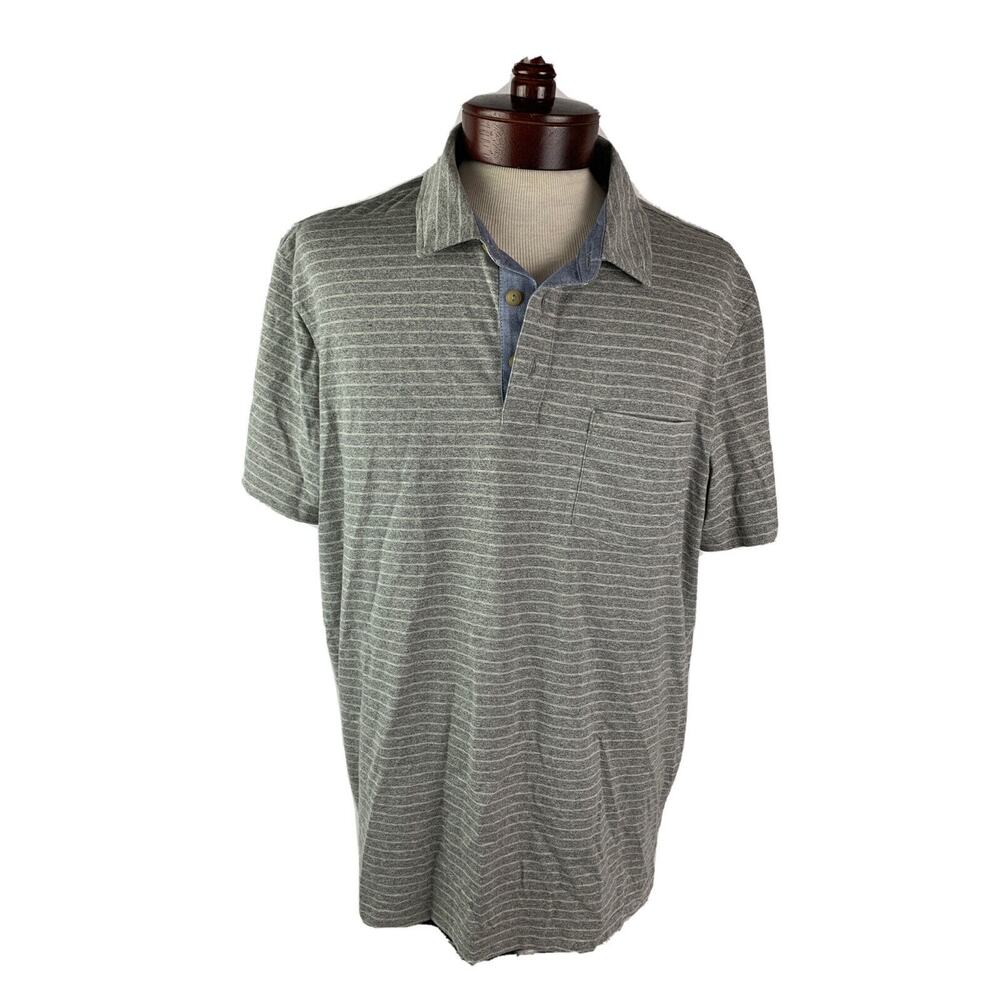 XXL Sonoma Men's Gray Striped Cotton Blend Short Sleeve Polo Golf Shirt